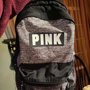 Victoria's Secret PINK Campus Backpack in Marl Gray and Black